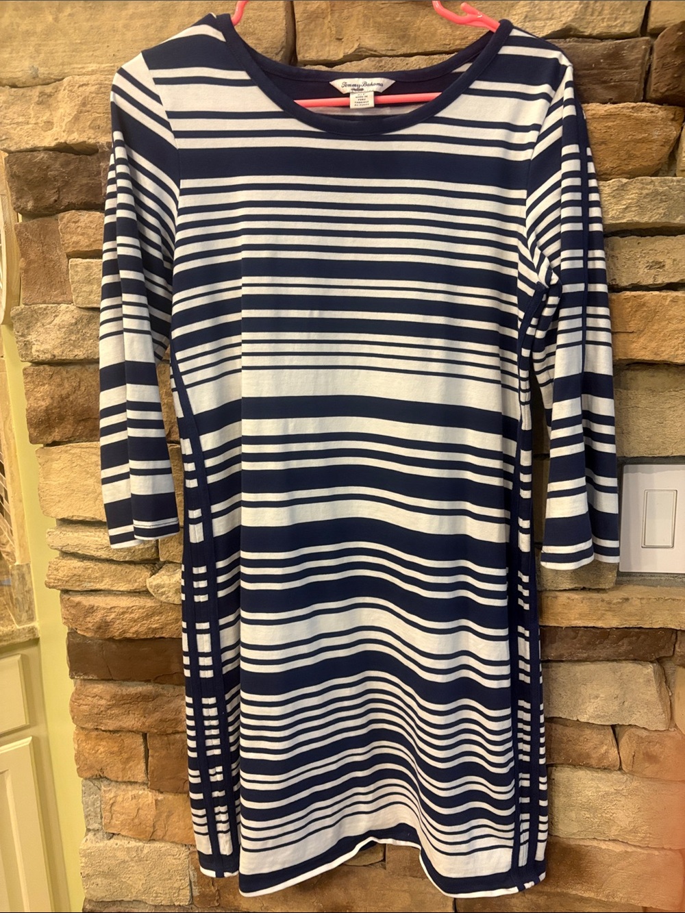 Tommy Bahama Navy & White Striped Cotton-Blend Dress